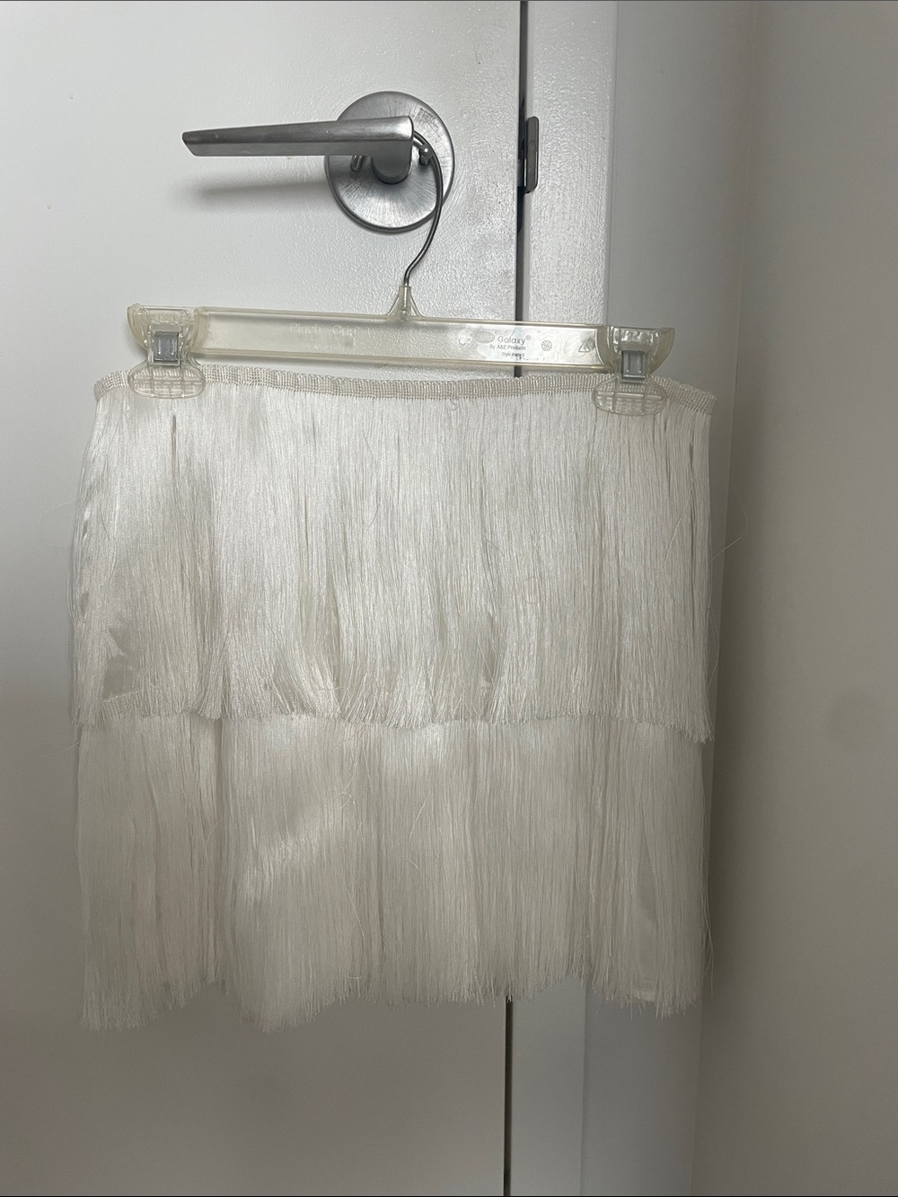12th Tribe White Fringe Layered Mini Skirt